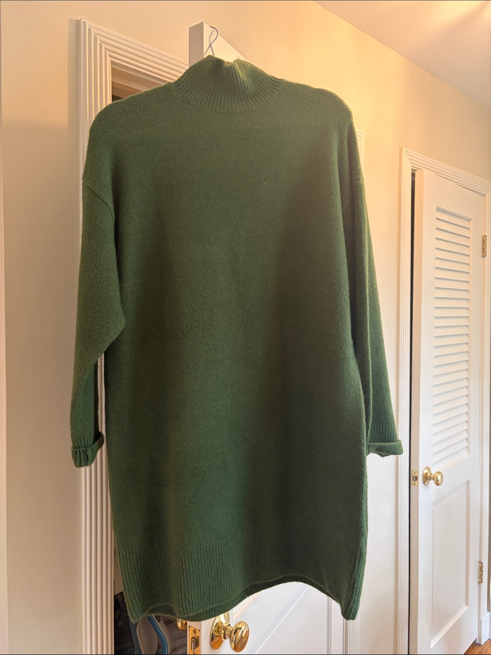Zara Olive Green Mock Neck Sweater Dress